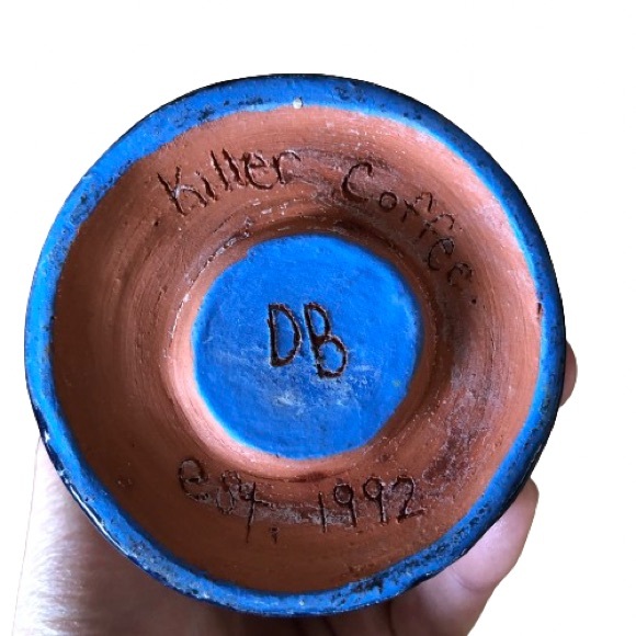 Dutch Bros. Theme Terra Cotta Espresso Mug Cup Yellow Red Tulip Flowers - Picture 5 of 7